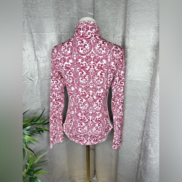 Athleta Women’s Paisley Print 1/4 Zip Long Sleeve Pull Over Top Red & White S - Picture 6 of 10